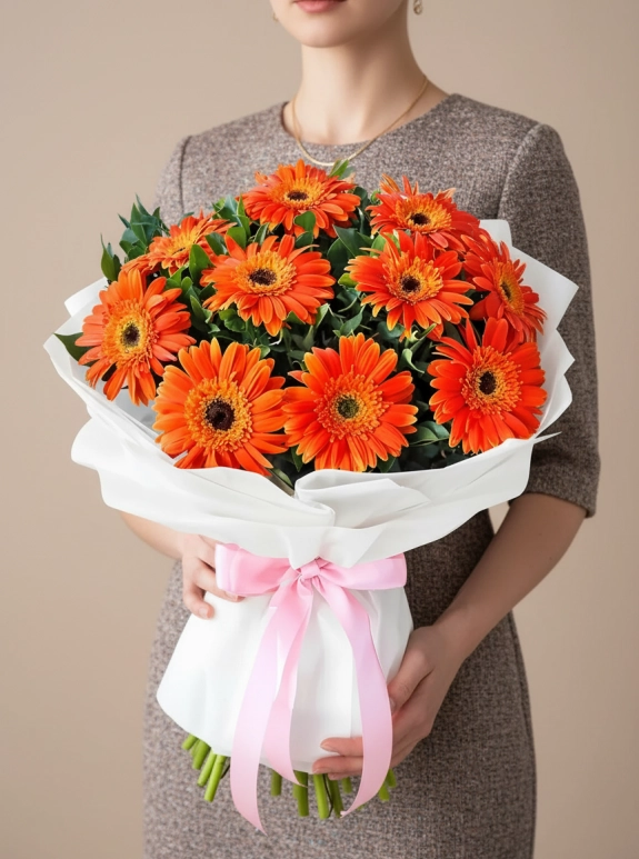 Turuncu Gerbera Buketi
